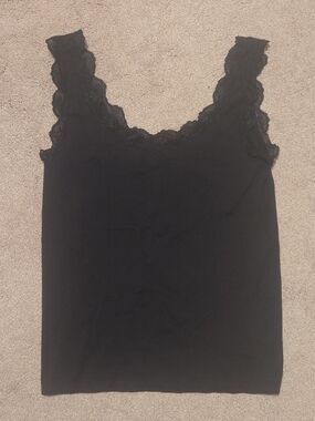 Elite Essentials Black Lace Trim Tank Top